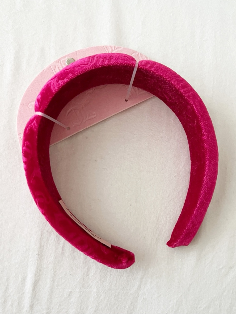 NWT Juicy Couture Hot Pink Velvet Padded Headband Viral Y2K Fuchsia